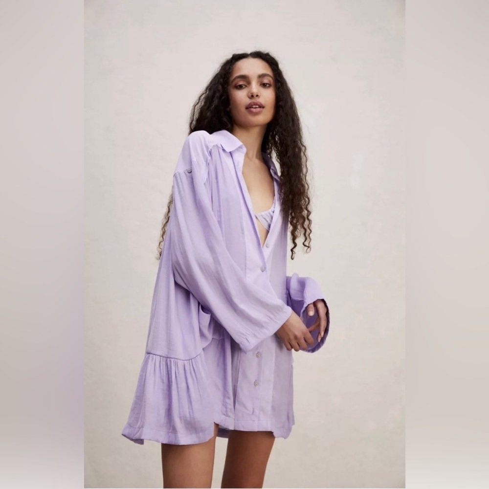Free People moonstruck shirt dress in lavender fields